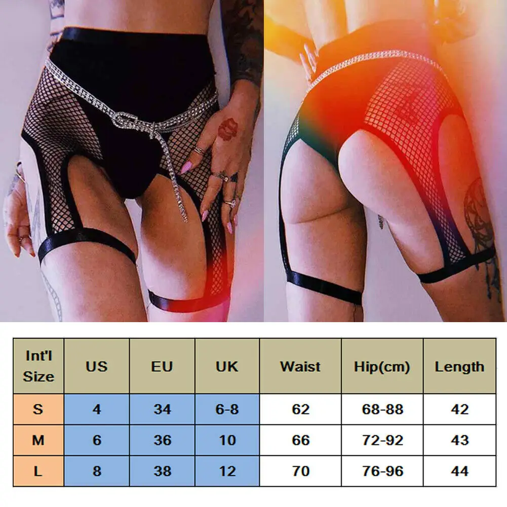 

Summer Sexy Womens Gothic Hip Punk Jogger Mesh Fish Net Elastic See-through High Waist Lace Hollow Out Cycling Shorts