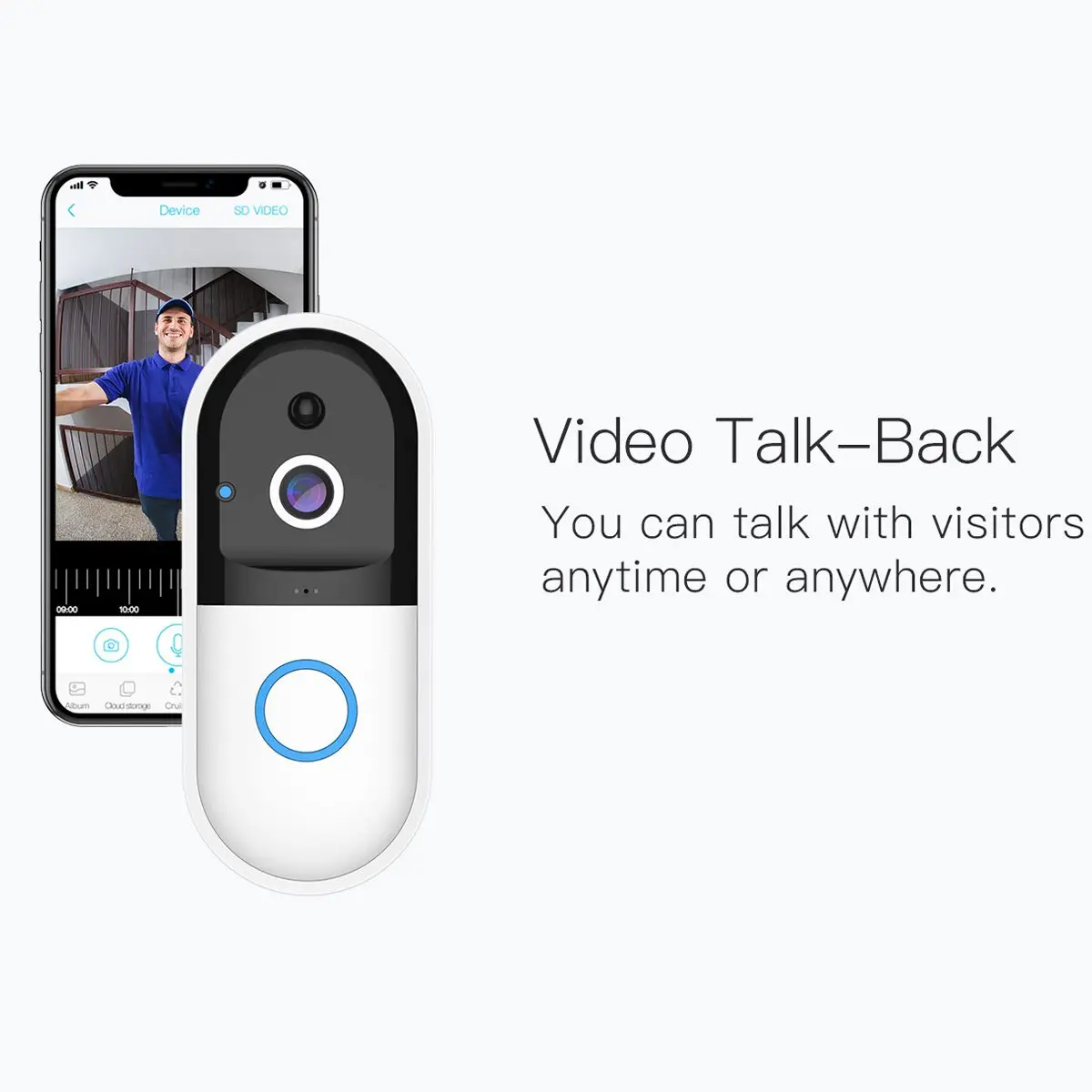 Беспроводная камера Wi-Fi для дверного звонка Smart Video домофонный дверной звонок Видеозвонок для квартиры ИК-сигнализация Беспроводная цветная камера безопасности объектива