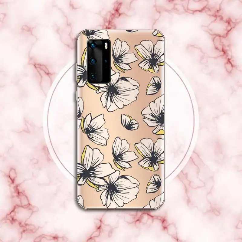 

Fashion Cute Flowers Phone Case Transparent for Huawei P honor 8 10i 20 30 40 smart 2019