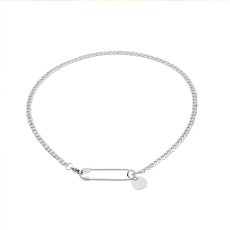 

Hip Hop Fashion Paper Clip Choker Necklace for Women Girls Fine Jewelry Wife Gifts Gold Silver Safety Pin Short Clavicle Chain