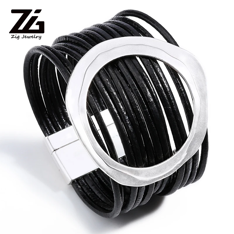 Женские многослойные браслеты ZG кожаные с намоткой модные Ручные украшения