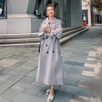 2021 casual loose double breasted coat female for spring newest long trench coat for women korean coat autumn windbreaker