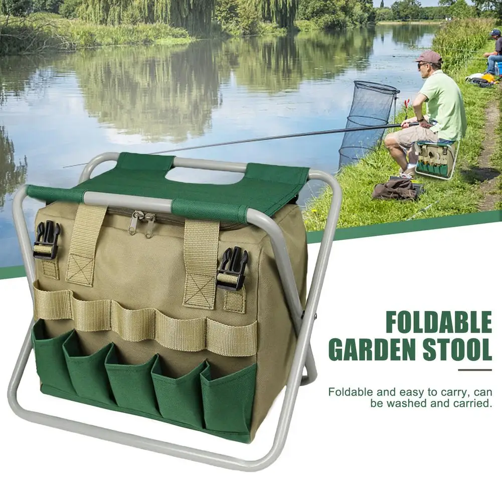Folding Camping Fishing Chair Stool Portable Tote Bag Cooler Insulated Picnic Hiking Seat Garden Tool Organizer | Дом и сад