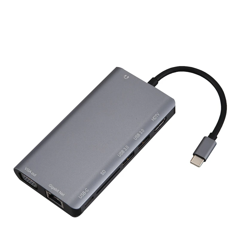 USB к Rj45 Lan 4K Hdmi Vga 2USB 3 0 кардридер для Sd-карт 8 в 1 Тип C док-станция адаптер
