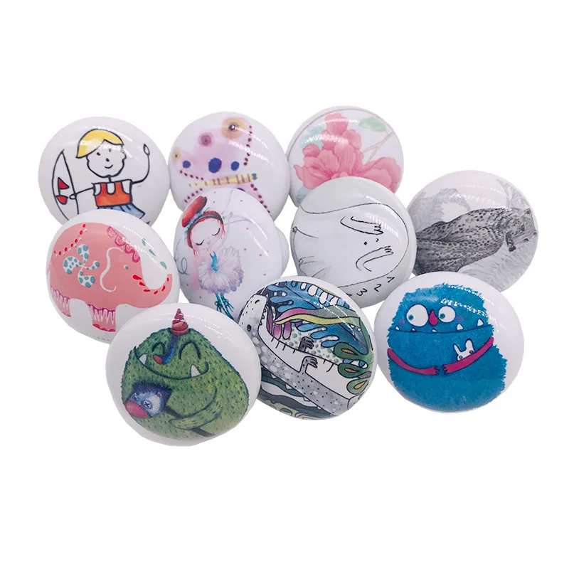 1 шт. Керамика круглых ручек шкафа мультфильм дверь тянуть ручки Спальня мебель