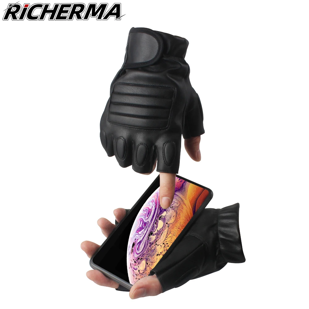 Летние кожаные мотоциклетные перчатки без пальцев для мужчин мотокросса езды на