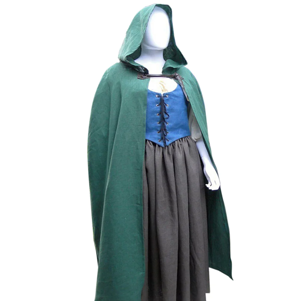 Плащ для взрослых в средневековом стиле льняная Длинная накидка с капюшоном