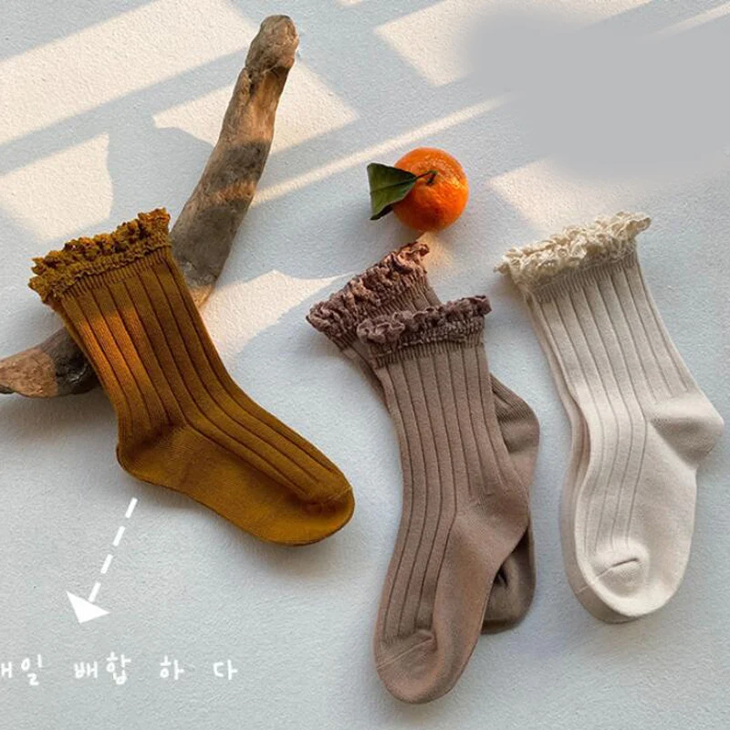 Calcetines hasta la rodilla de algod&oacute;n acanalado para ni&ntilde;a peque&ntilde;a, medias de tubo largo, ropa para ni&ntilde;o, calentadores de piernas, primavera y oto&ntilde;o-4