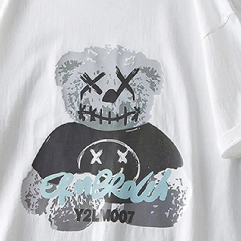 

T Shirt Men Cotton Printed Bear Mens Summer Tshirts Oversized Tee Shirts 5XL Casual T-Shirts Big Size Xxxtentacion