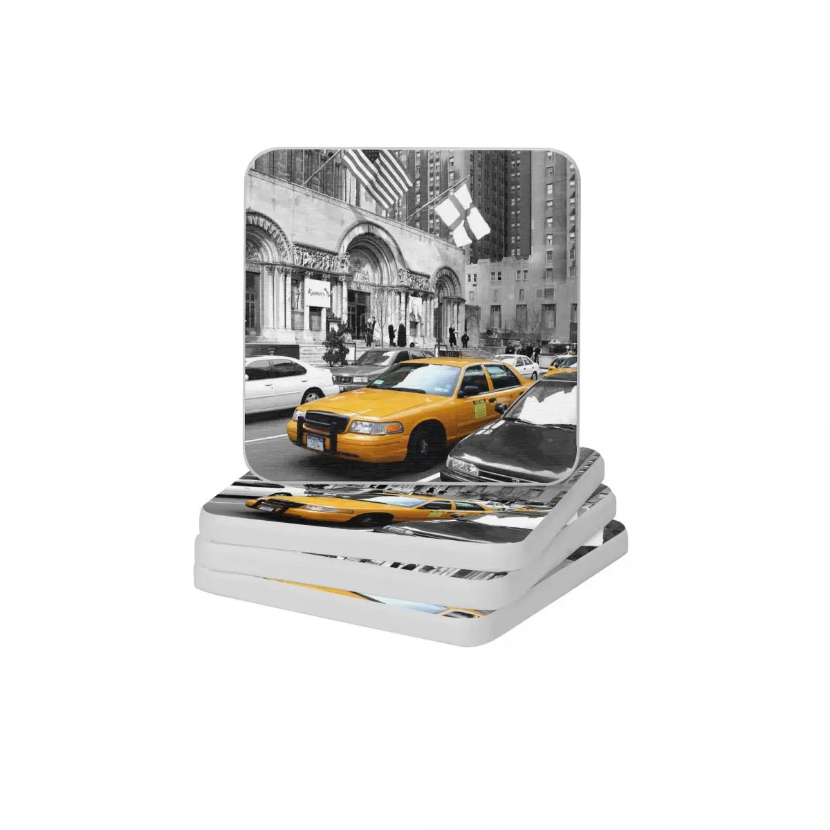 

NYC Yellow Cabs Avenue Diatom Square Round Coaster Resistant Water Cup Bonsai Mat Soap Toothbrush Pad Wholesale 10x10cm