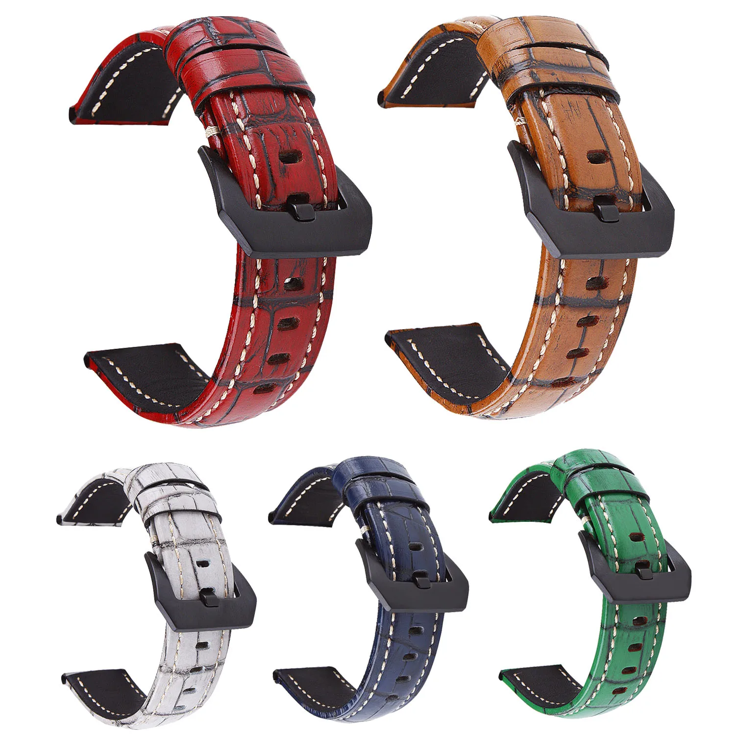 Винтажный ремешок для часов из натуральной кожи с бамбуковым покрытием 20 мм 22 24 26