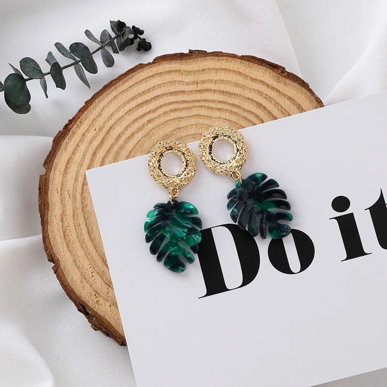 Креативные богемные полые Monstera лист Висячие серьги для женщин ювелирные