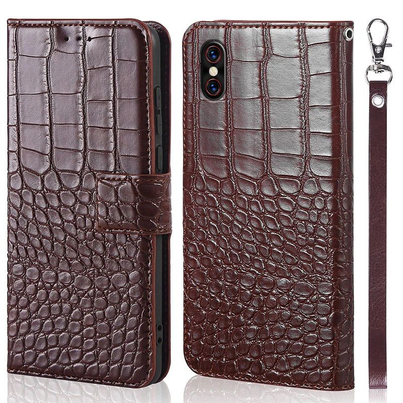 

Magnetic Leather Phone Case For Xiaomi Mi 8Pro 8 Explorer Edition Cases Luxury Natural Cowhide Crocodile Texture Back Cover