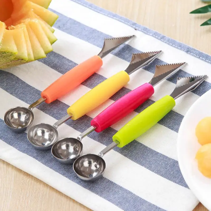 

Portable Stainless Steel Double-end Ice Cream Scoop Fruit Digging Spoons 1Pc Fruit Carving Knife Kitchen Supplies Carving Tools