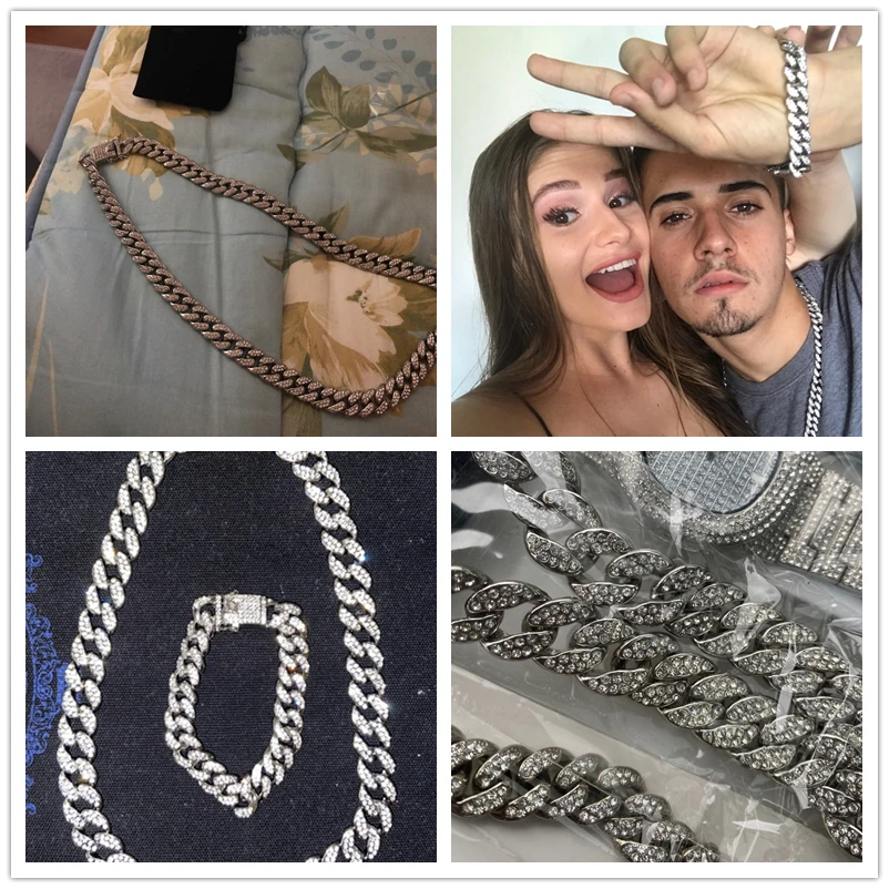 D& Z хип хоп 13 мм кубинские звенья цепи для мужчин Iced Out Bling Стразы Chaine Homme модные ювелирные изделия