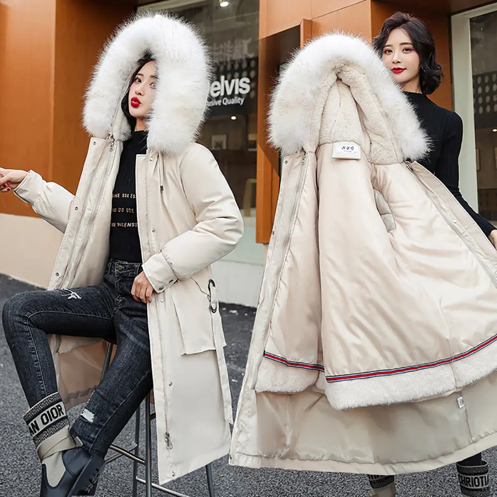 PinkyIsBlack -30 Degrees Snow Wear Long Parkas Winter Jacket Women Fur Hooded Clothing Female Fur Lining Thick Winter Coat Women