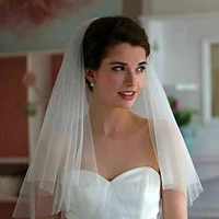 wedding bridal veil with comb cut edge tulle veils for brides 2 tier short length 31 inches hair accessories for women