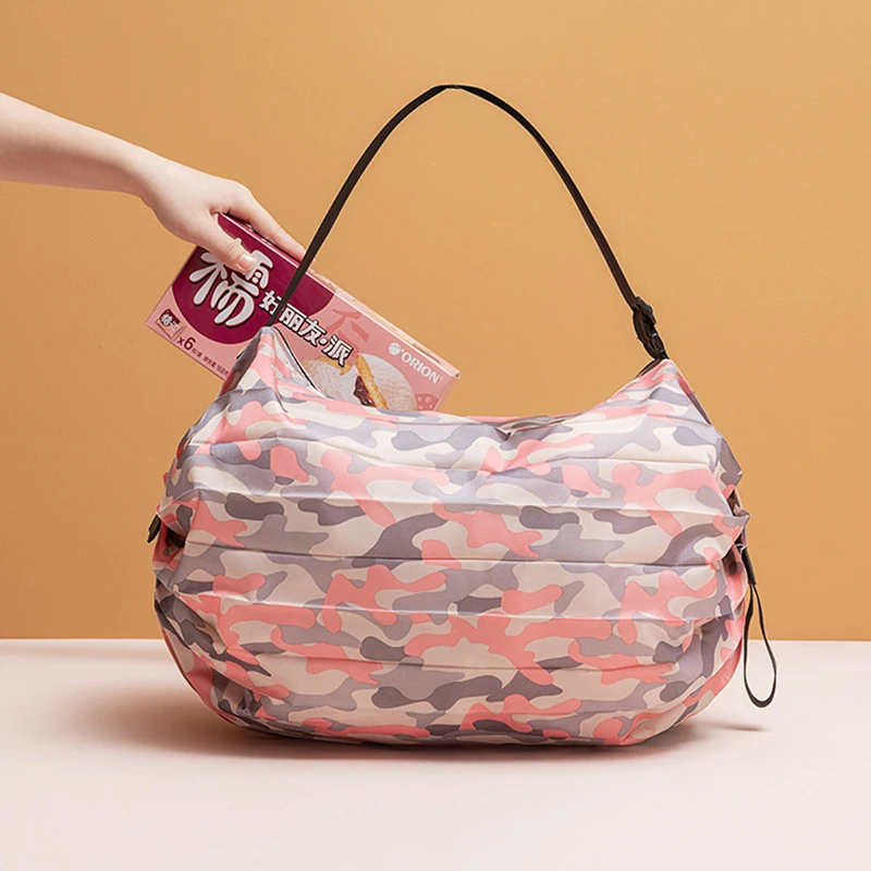 

Women Shopper Bag Tear-resistant Nylon Shopping Shoulder Bags Eco-friendly Folding Portable Grocery Tote Bags Storage 3 Color