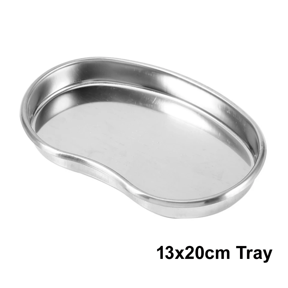 13x20cm Tray Нержавеющая сталь в форме почек стерилизованный лоток банка горшок контейнер бутылка пинцет медицинская Стоматологическая хирургическая Косметика аксессуар для татуажа - Цвет: 13x20cm Tray