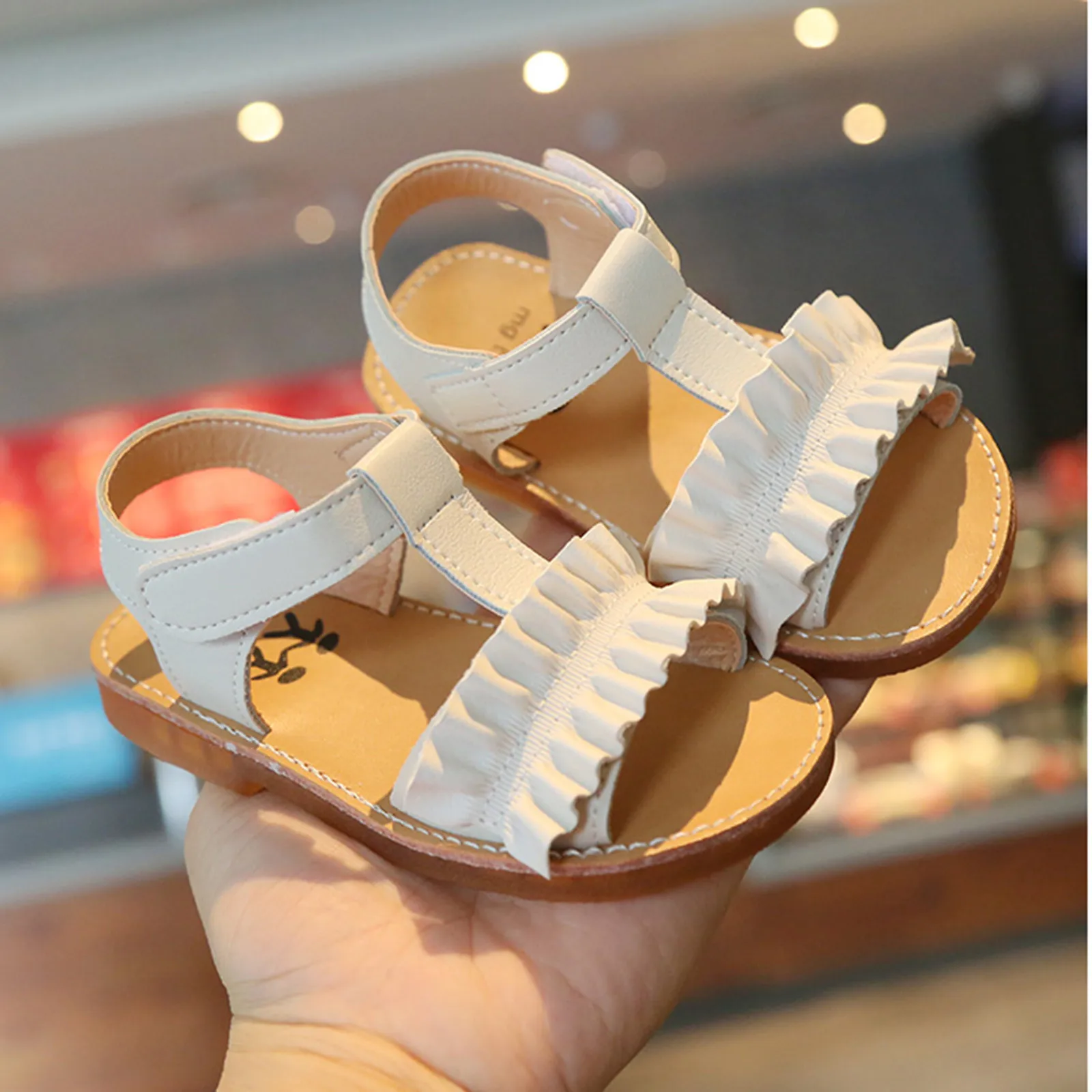 

Summer Kids Sandals Children Girls Ruffles Princess Beach Shoes Soft-soled Non-slip Sandals Children's Casual Shoes 2021 New #07
