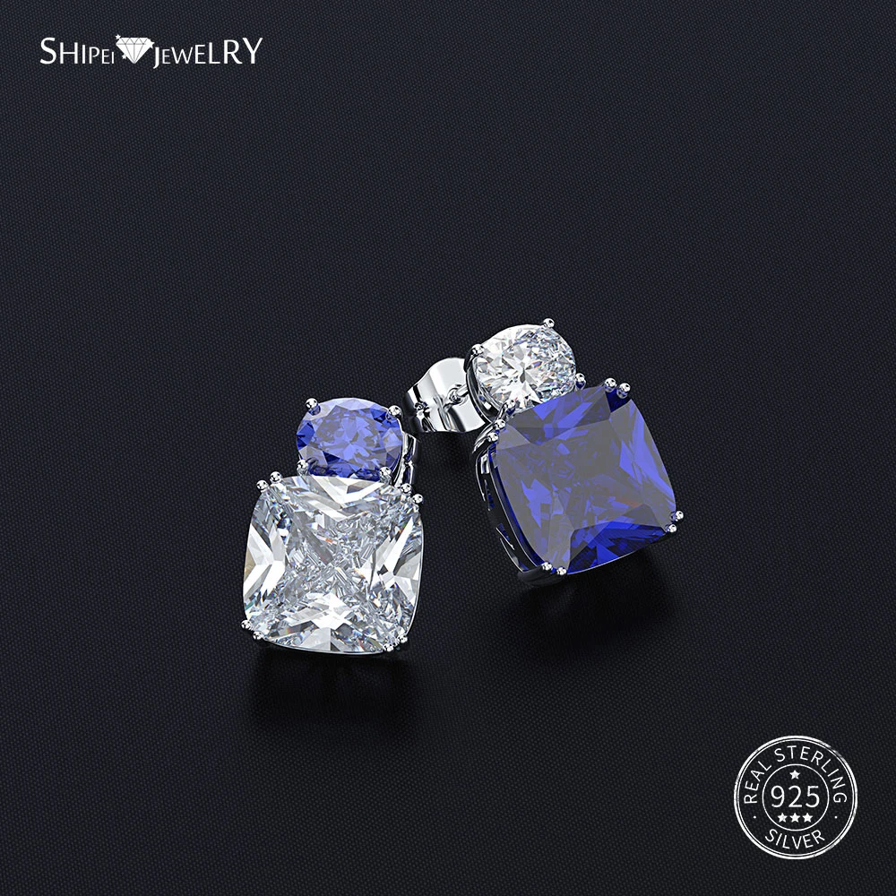 Женские гипоаллергенные серьги пусеты Shipei квадратные Пусеты Из 100% стерлингового