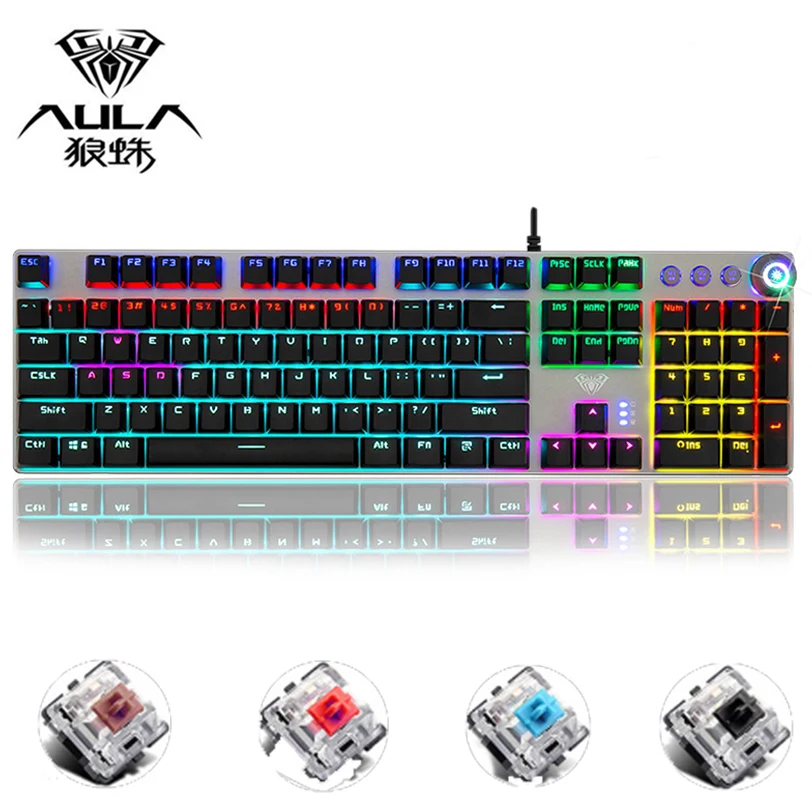 Новая Механическая клавиатура игровая с 104 клавишами USB микс светодиодный ная