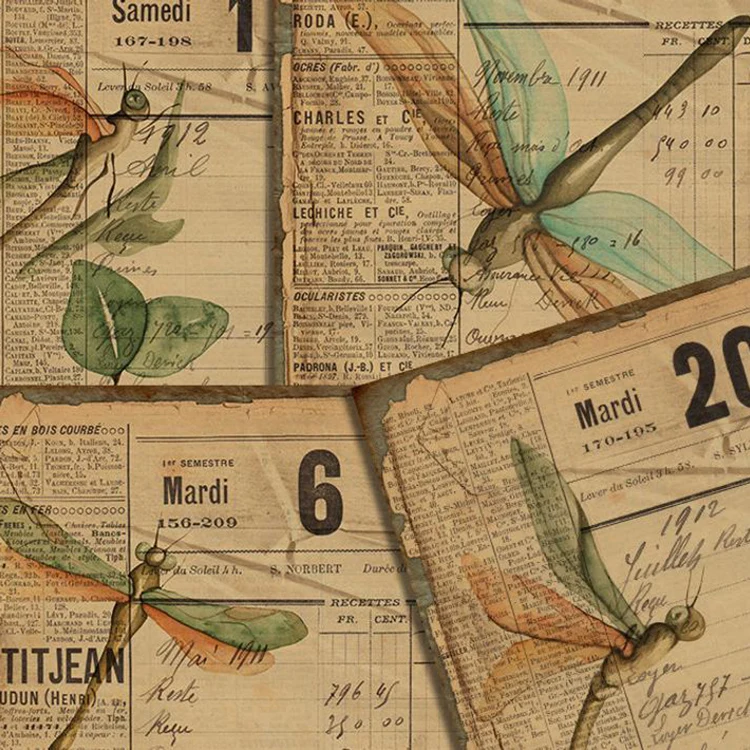 4 Teile/Paket A5 Vintage Anlage Libelle Washi Aufkleber Diy Handwerk Scrapbooking Album Junk Journal Planer Dekorative Aufkleber