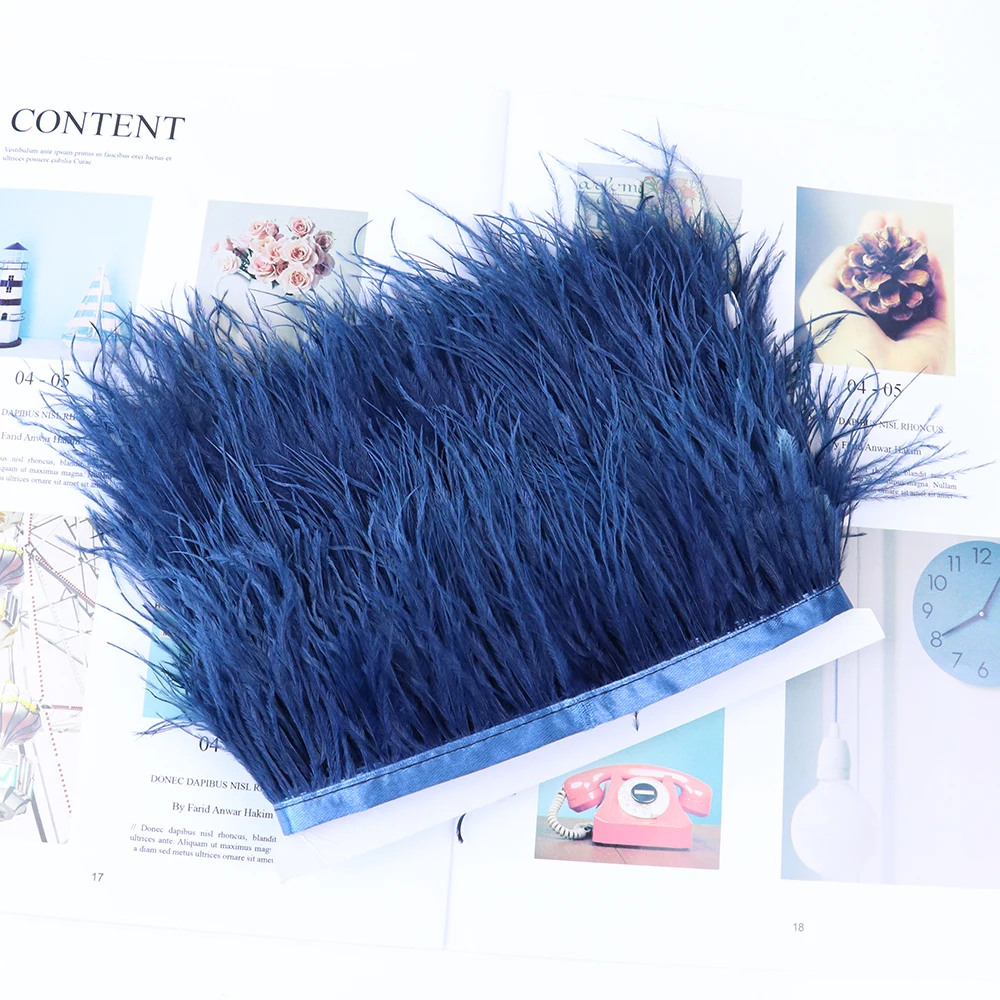 

1 Meter Real Ostrich Feather Trim Fringe Height 6-8CM Feathers for Crafts Accessory Dresses Clothing Decoration Sewing