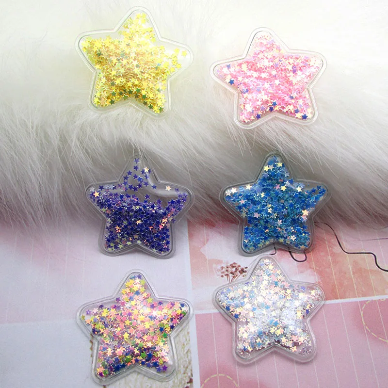 

Hot sale 5cm Star Transparent Bling Star Flowing Patches Appliques Cloth Sticker for DIY Jewelry Children Hair Clip Accessories