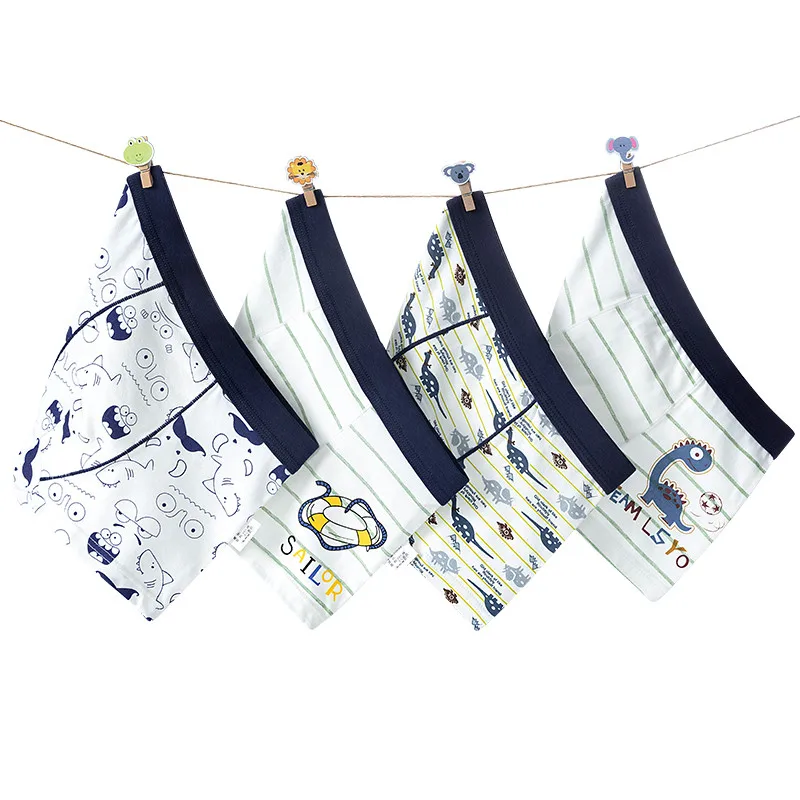 4 шт./партия шорты для мальчиков детские трусы-боксеры Детские хлопковые трусы с