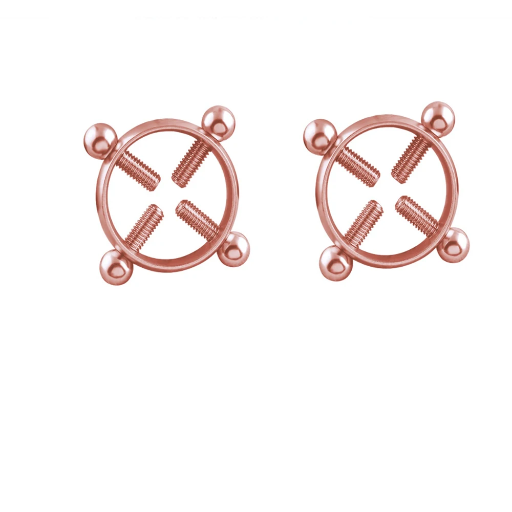 2pcs Rose gold 1 шт круглый не-пирсинг для соска кольцевой щит пирсинг ювелирные изделия без никеля поддельные пирсинг 316L хирургическая сталь - Окраска металла: 2pcs Rose gold