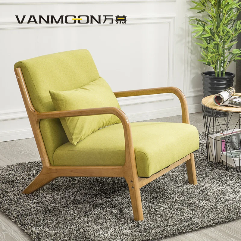 Wanmu Nordic Lazy Sofa Solid Wood Single-Seat Chair Small Apartment Simple Balcony Leisure Bedroom | Мебель