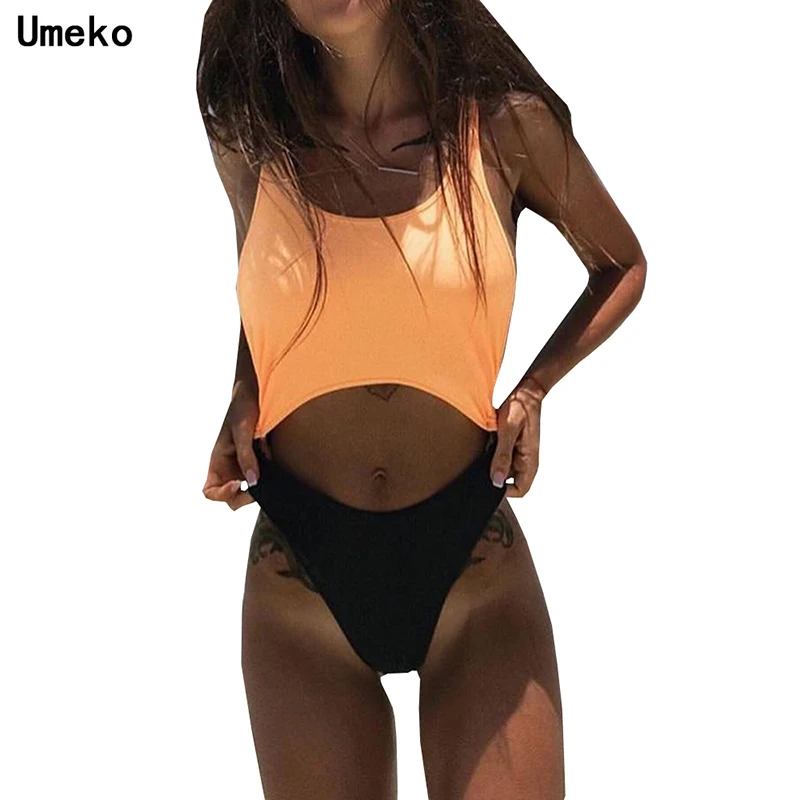 Женский слитный бикини Umeko с О образным вырезом и открытой спиной купальник