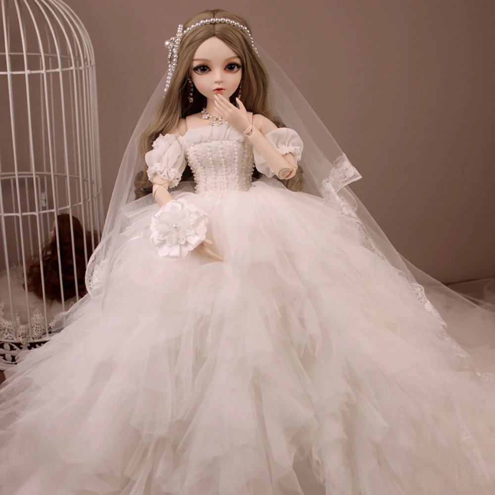 EVA BJD 1/3 невесты кукла ручной работы макияж 24 дюйма 60 см белое платье + стеклянные