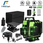 Нивелир лазерный FASGet, 81216 линий, 34D, самонивелирующийся на 360 градусов, горизонтальный и вертикальный перекрестный супермощный зеленый лазер