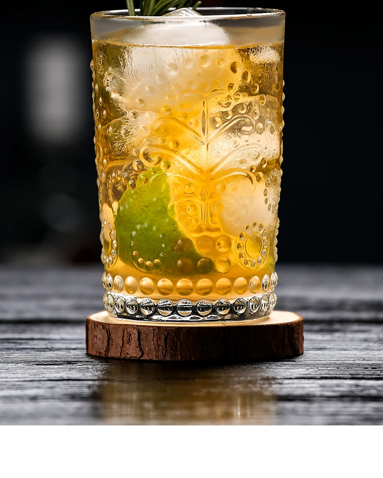 

Vintage Glass Bottle Carved Cup Beer Whiskey Creative Transparent Wine Glass Cocktail Martini Copos De Vidro Container ED50JB