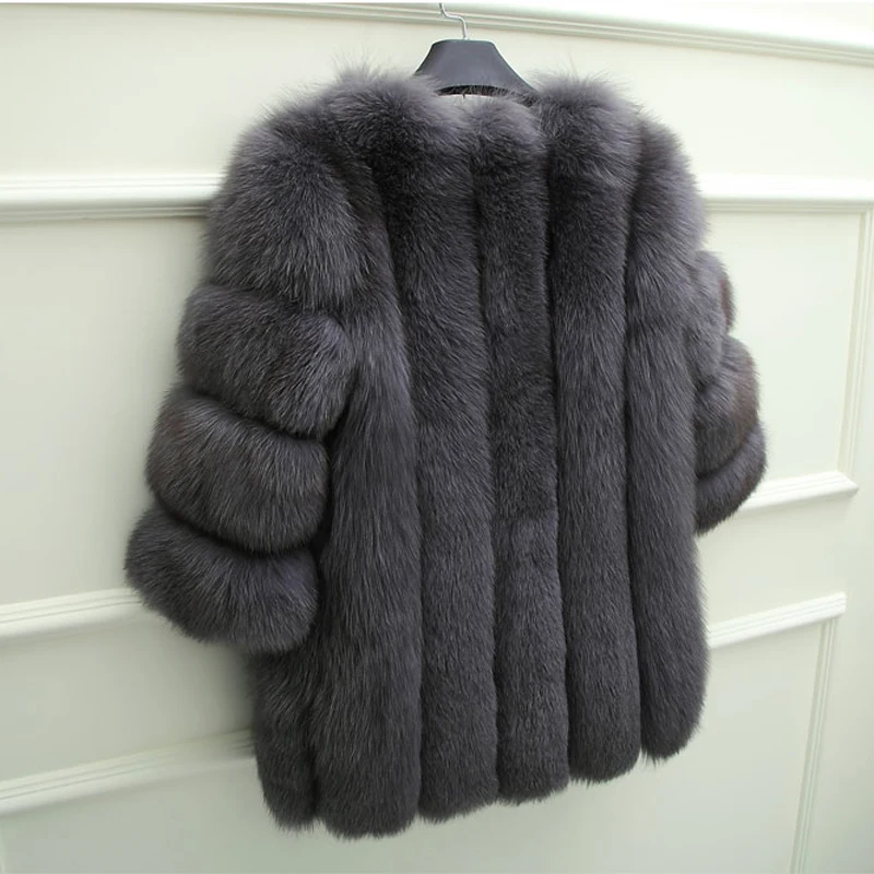 

VOLALO 2023 New Elegant Fake Fox Fur Jacket Women Winter Fashion Faux Fox Fur Jackets Woman Warm Artifical Fox Fur Coats Ladies