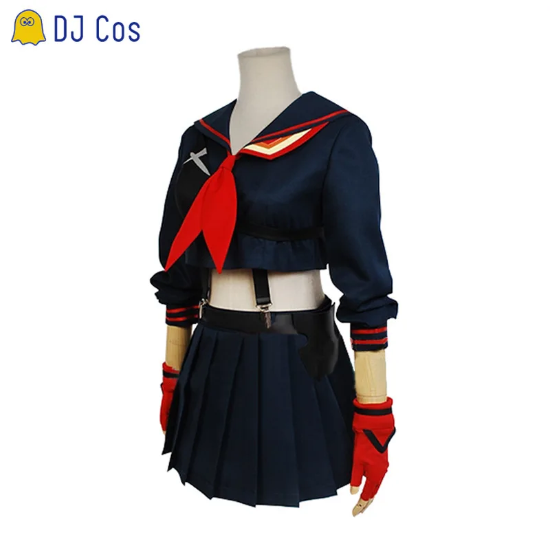 KILL la Cosplay Costume Matoi Ryuko Blue with Red Wig Women Girls Dress Sailor Suit Anime Top Skirt Christmas Party Uniform |