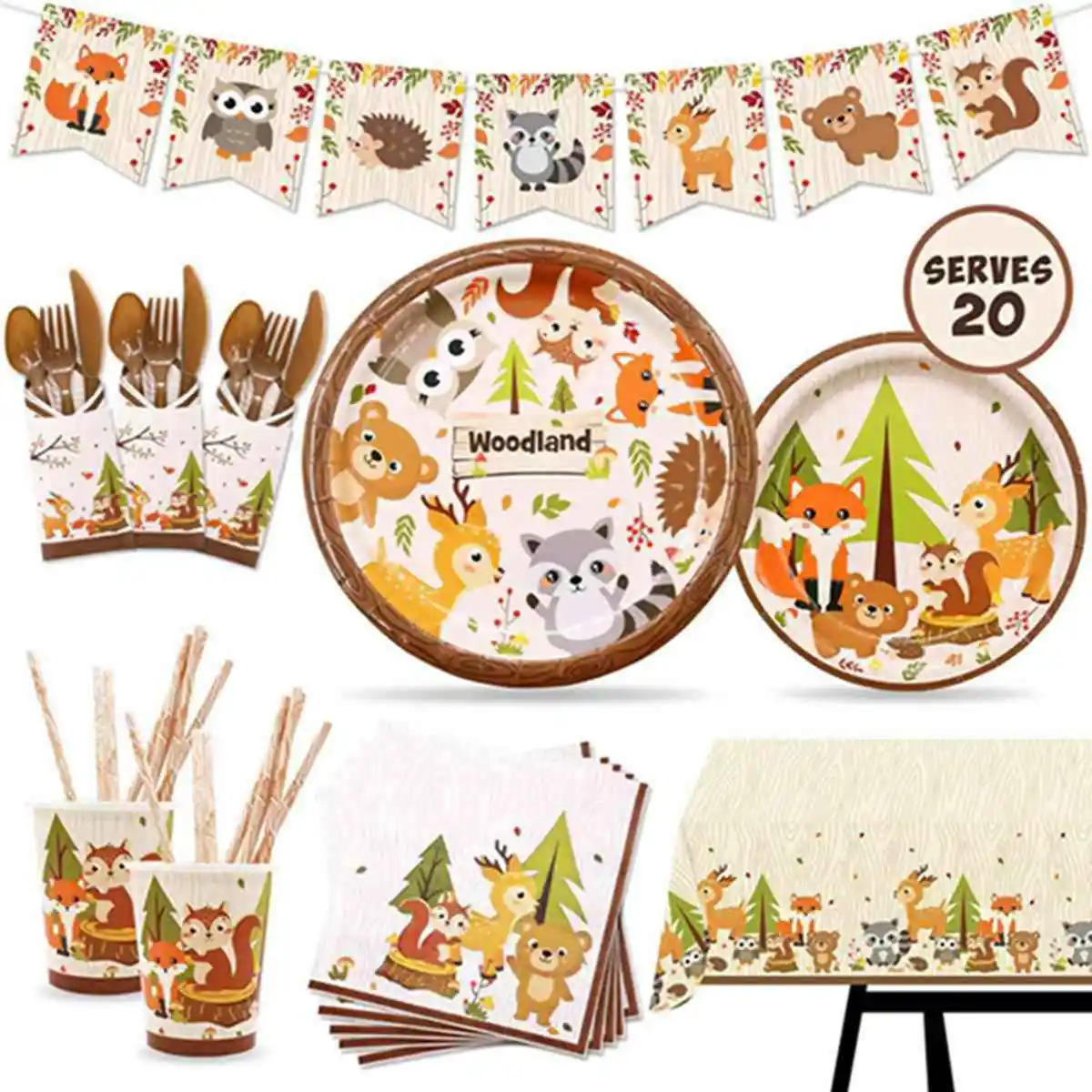 

Disposable Tableware Plates Party Tableware Woodland Animal Party Animal Birthday Party Decor Kids 1st 2nd Baby Shower Supplies