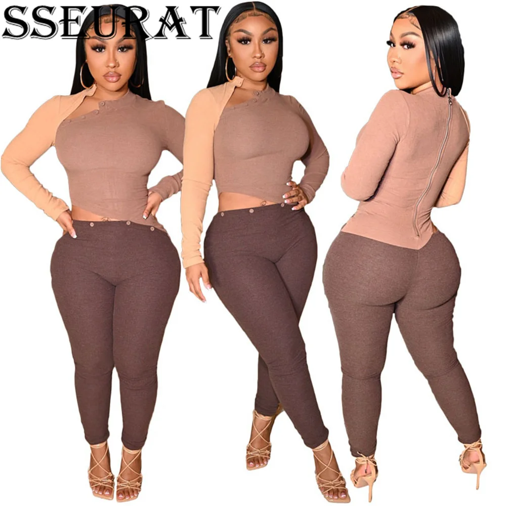 

Женский модный пикантный комбинезон SSEURAT, стрейчевый комбинезон с длинным рукавом и пуговицами для ночного клуба