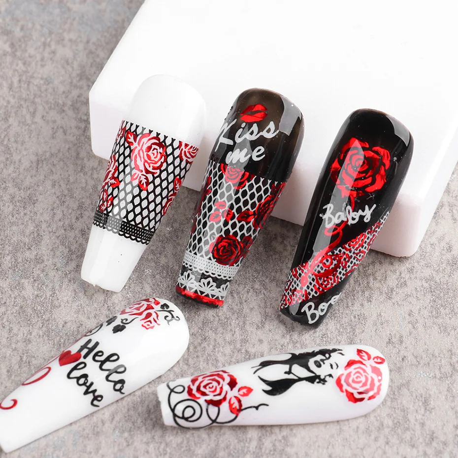 

Hot Nail Sticker Retro Western Valentine's Day Series Nail Sweet Sticker Decal Nail Decoration Nail Art Stickers Nails