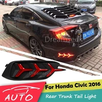 led reflector rear bumper tail light for honda civic sedan 2016 2017 driving brake lamp with dynamic sequential turn signal
