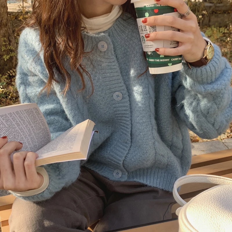 Универсальный милый Молодежный вязаный свитер корейский стиль Женская Весенняя