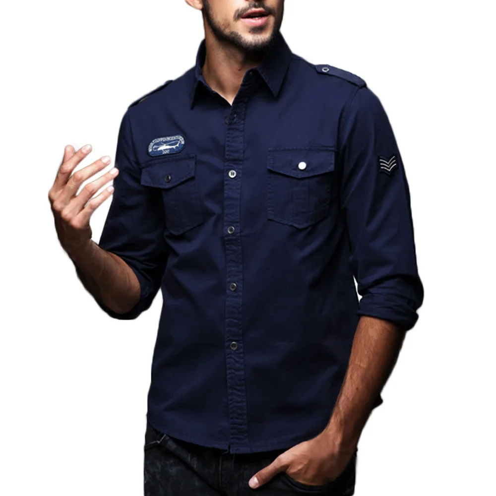 Мужские рубашки модная Осенняя Повседневная приталенная Классическая