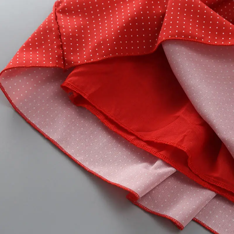

Summer Girl's Cute Bow Wedding Dress Chiffon Wave Point Princess Skirt Vestidos Flower-Girl Party Kids Dresses For Girls