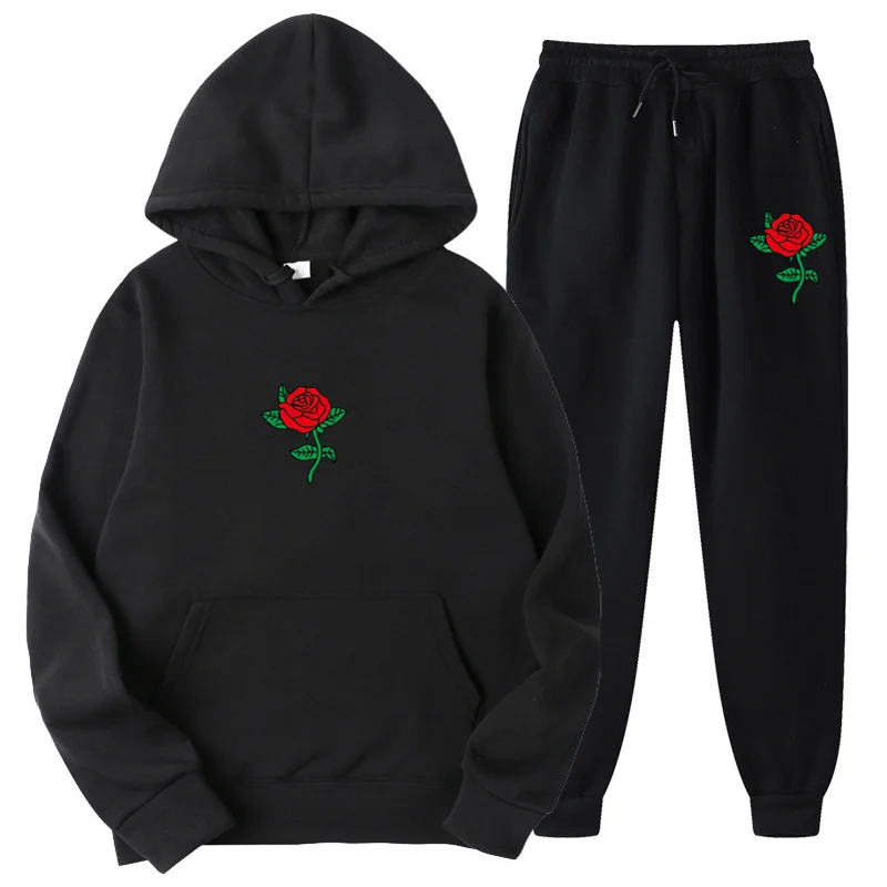 

Однотонный спортивный костюм для мужчин, Новинка осени, повседневная мужская толстовка + брюки, спортивный костюм из двух предметов, Модный ...