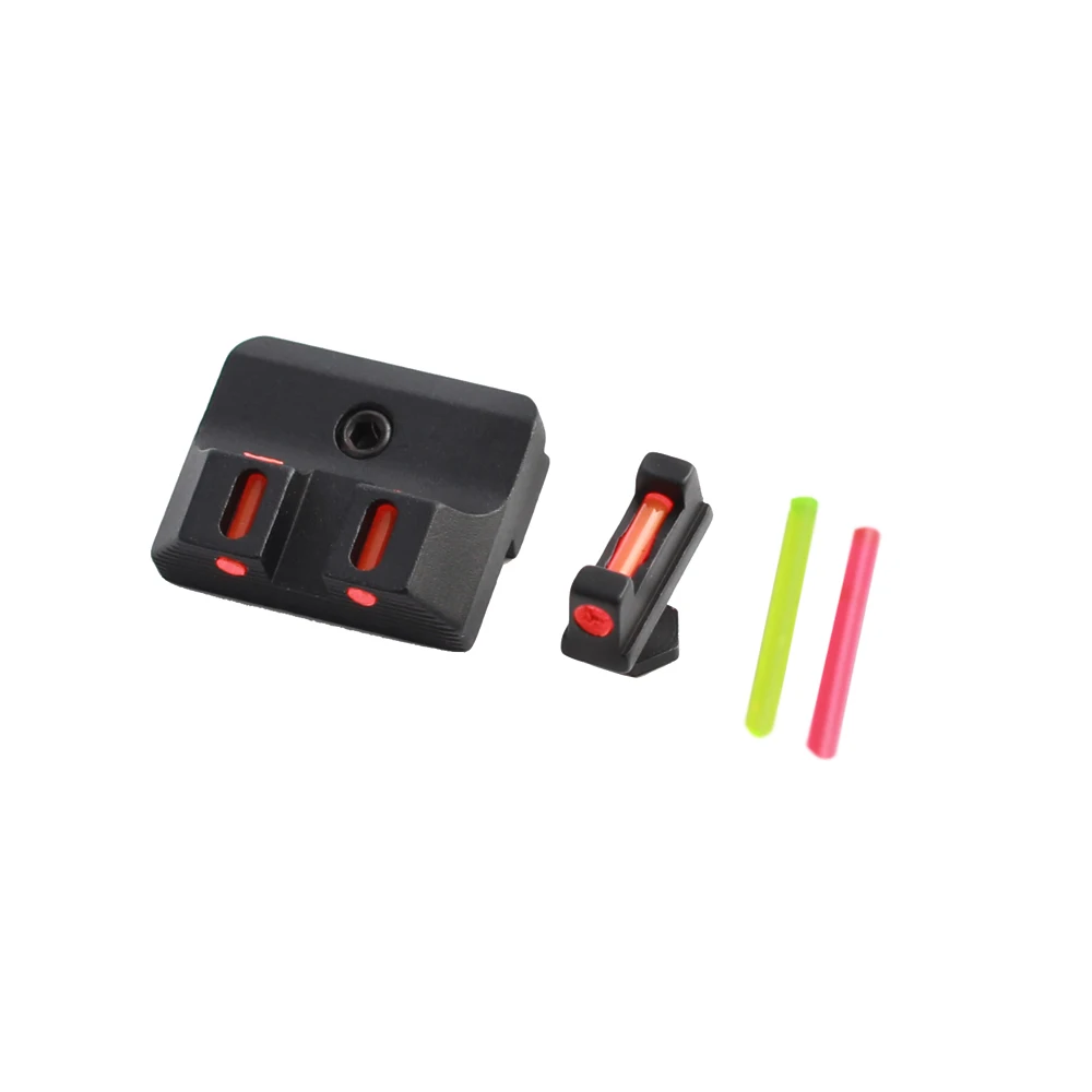 

Front and Rear Sight Fiber Optic Handgun Glock Sights for Glock 17, 17L, 19, 22, 23, 24, 26, 27,Standard Models Pistols VI11098