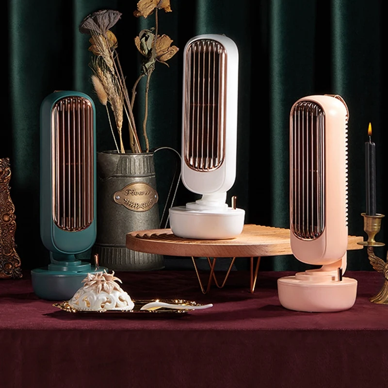 

Leafless Fan USB Rechargeable Tower Humidifying Small Fan Super Silent for Dormitory Office Home