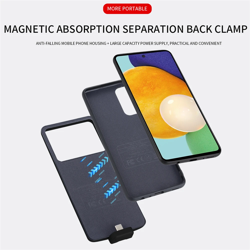 Battery Charger Cases For Samsung Galaxy A12 Battery Case 5000mAh Magnetic Powerbank Charging Cover for Samsung A12 Power Case