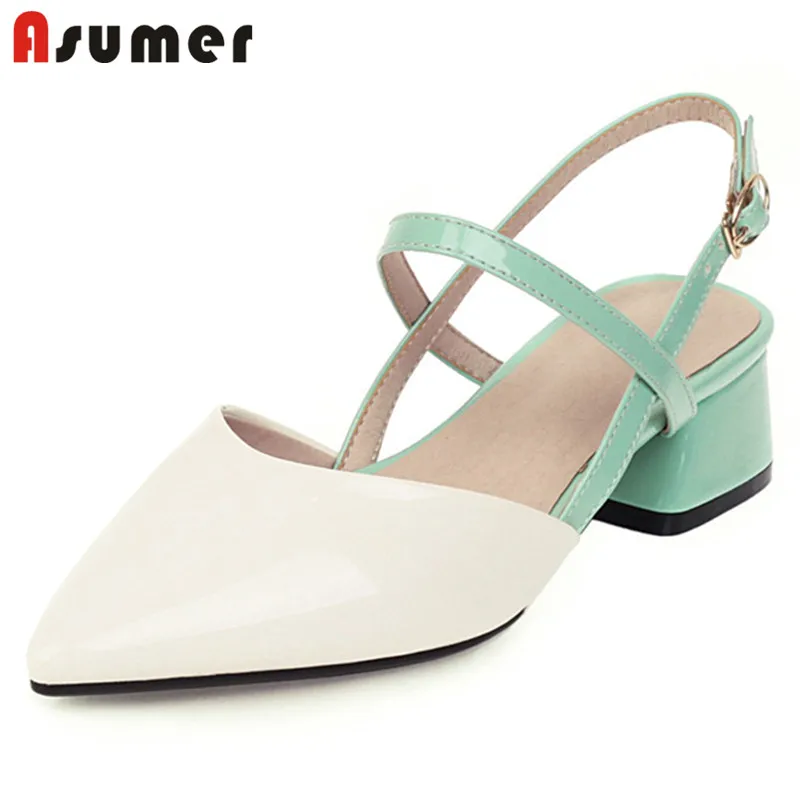 Женские босоножки с острым носком ASUMER сандалии на квадратном каблуке удобная
